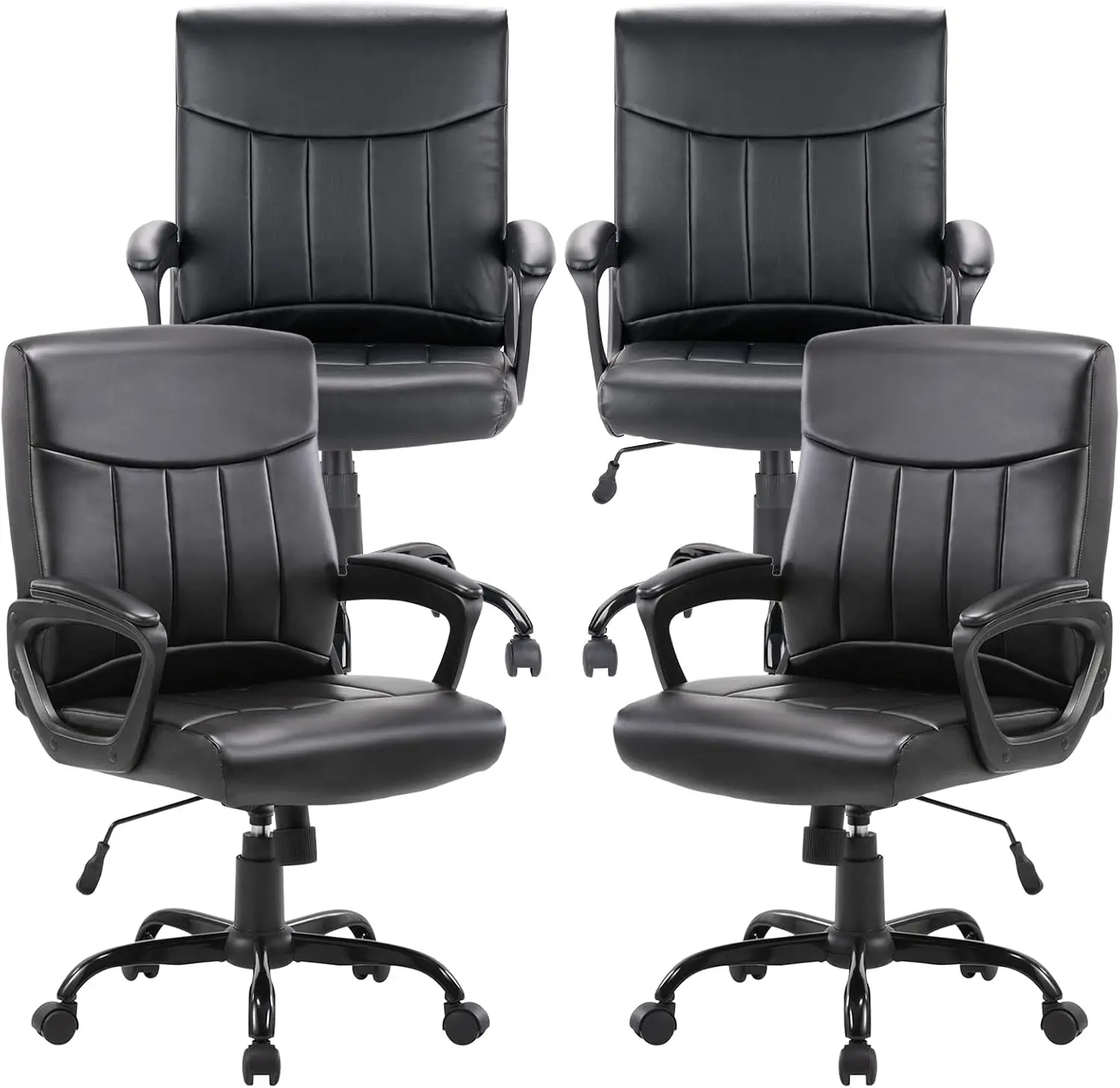 Leather Office Executive Chair with Lumbar Support and Padded Armrestes Swivel Adjustable Ergonomic Design