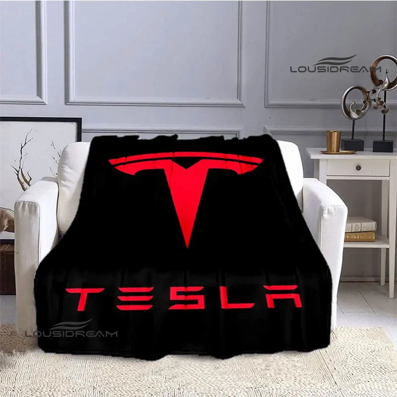 Tesla logo printed blanket Flange Warm blanket Soft and comfortable blanket throw blanket bed linings birthday gift