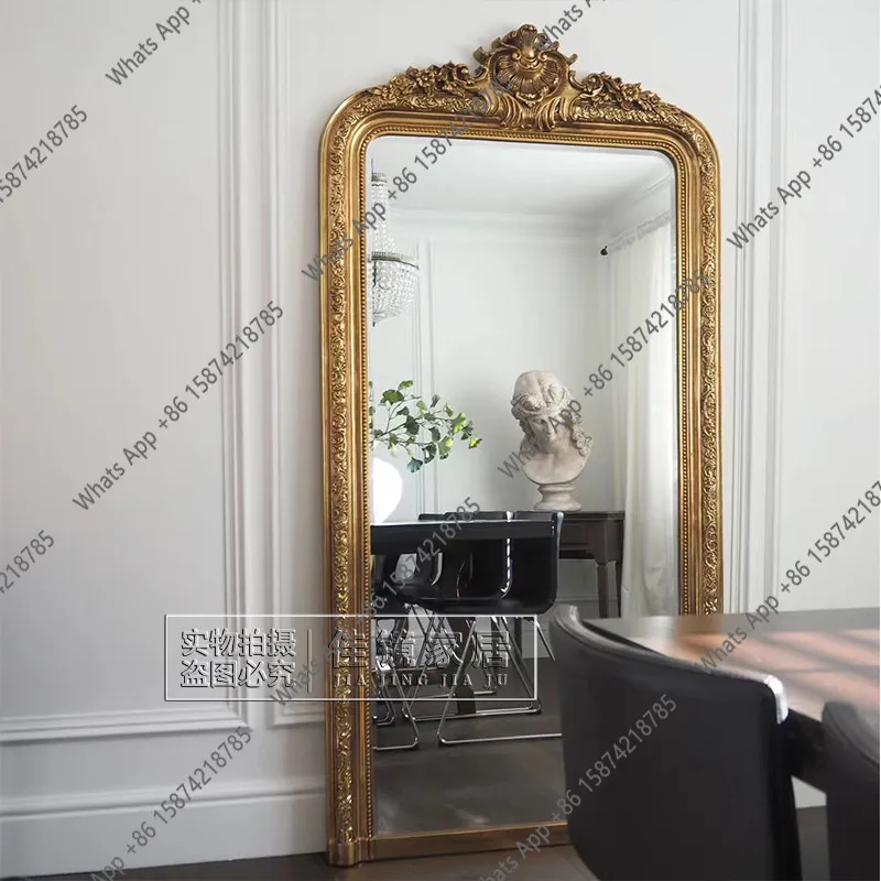 European-style dressing  carved full-body mirror cloakroom wall-mounted fitting mirror clothing store floor-to-ceiling mirror