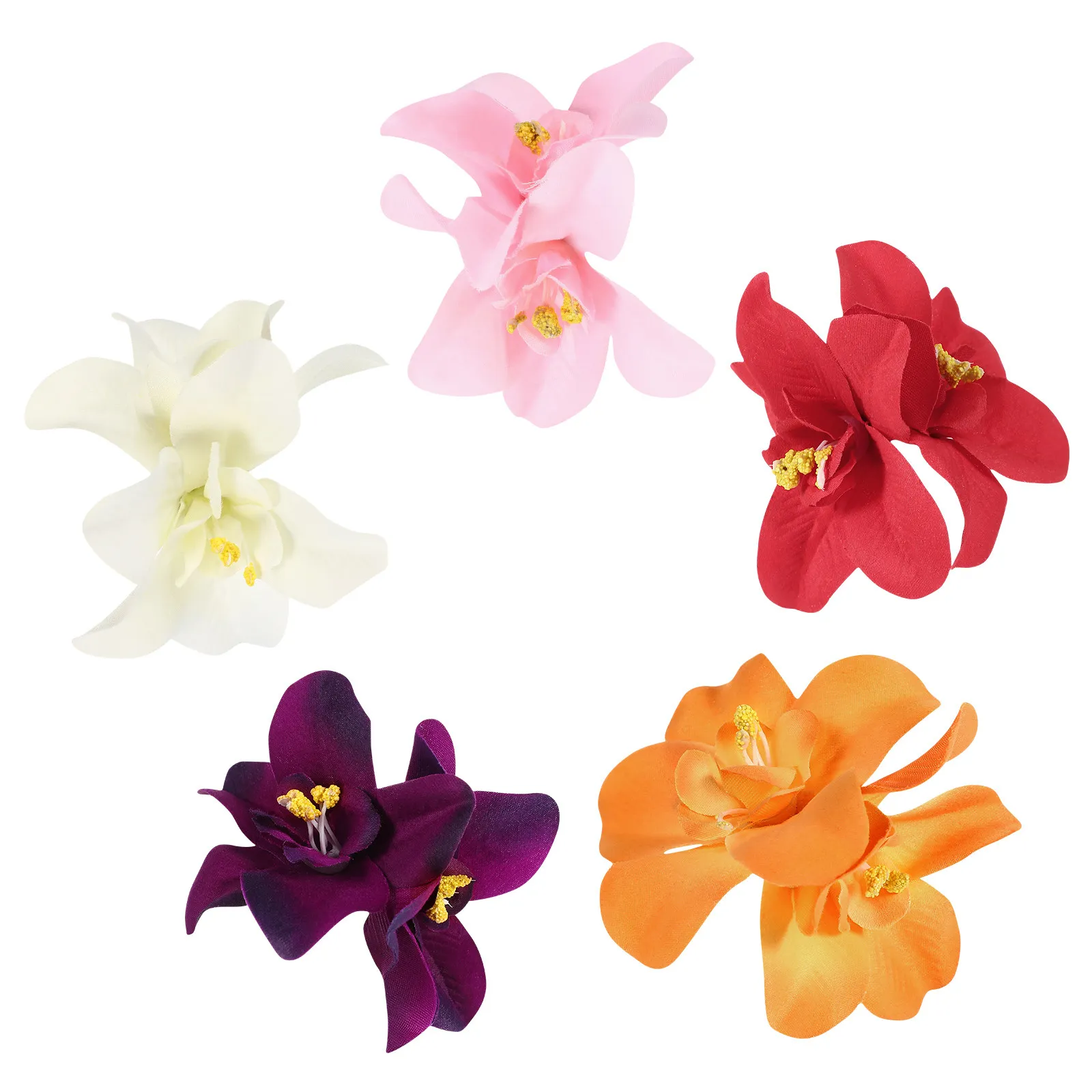 

5Pcs Flower Hair Clips Hawaii Style Hair Accessories Artificial Floral Barrettes for Women Party Stage Performance Beach