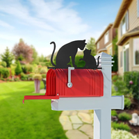 Black Cat animal decoration pieces outdoor Mail Box courtyard garden  modeling metal iron art Decoration Artwork