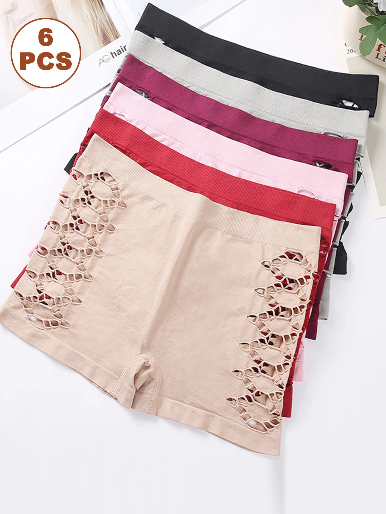 ملابس داخلية نسائية مثيرة مقصوصة متوسطة الارتفاع بويشورت قابلة للتمدد وقابلة للتنفس متقاطعة بدون خياطة