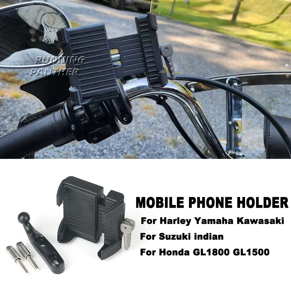 

Universal Motorcycle Phone Mount Navigation Bracket Holder Support For Harley Yamaha Kawasaki Suzuki indian Honda GL1800 GL1500