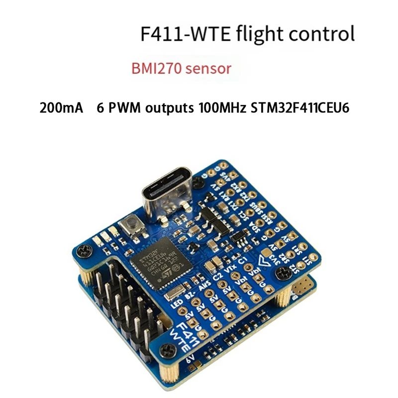 

F411-WTE BMI270 Flight Controller STM32F411CEU6 With OSD132A Current Sensing 2-6S Lipo For FPV Fixed Wing UAV Easy To Use