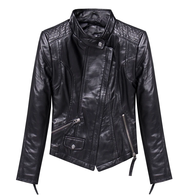 2023  Autumn Genuine Leather Jacket Women 100% Sheepskin Coat Slim Fit Biker Motorcycle Jacket Autumn Real Leather Jackets 1715