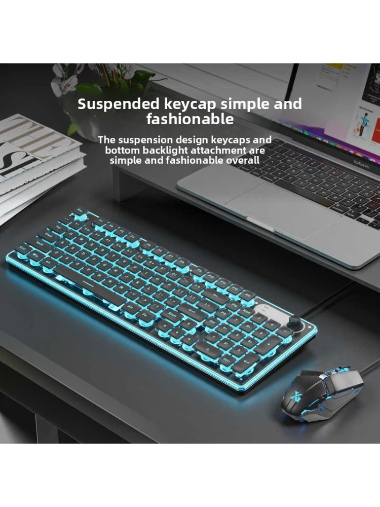 

DarkFlash F98 Wired Silent Keyboard - Stylish Design, Mechanical Feel, Backlit, Compatible with Tablets & Laptops