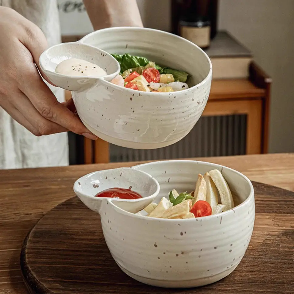 Bowl To Eat Dumplings Special Ceramic Salad Size Plate Can Be Put Dipping Material Convenient Simple Dumpling Bowl