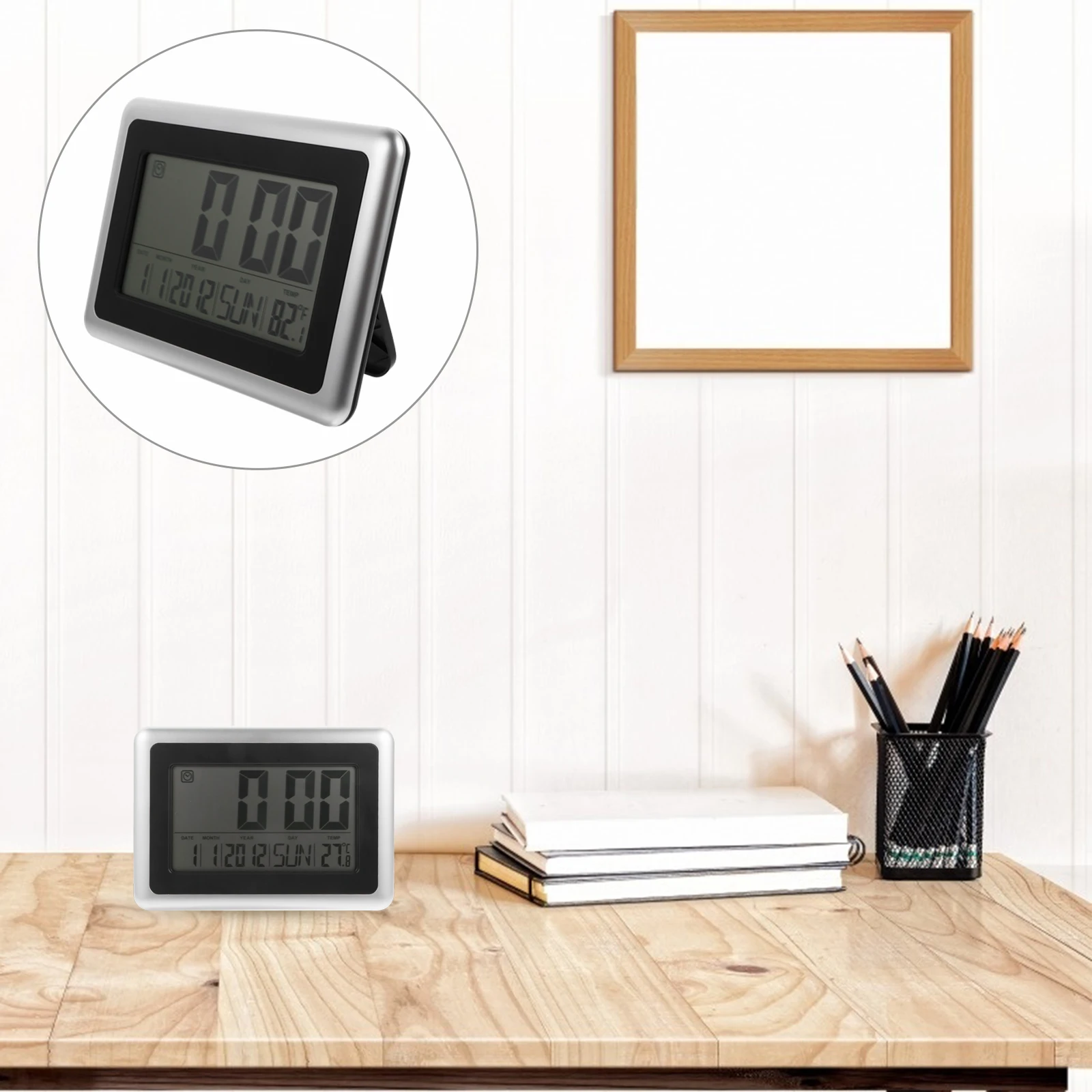 

Digital Alarm Plastic LCD Electronic Clock Display Time Date Temperature Large Character Low Power Consumption Bedroom