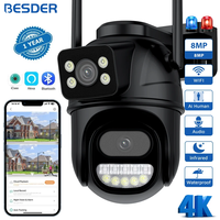 BESDER 8MP Wifi Camera PTZ Dual Screen Auto Tracking Color Night Vision Outdoor CCTV Camera IP 4K Security Protection iCSee App