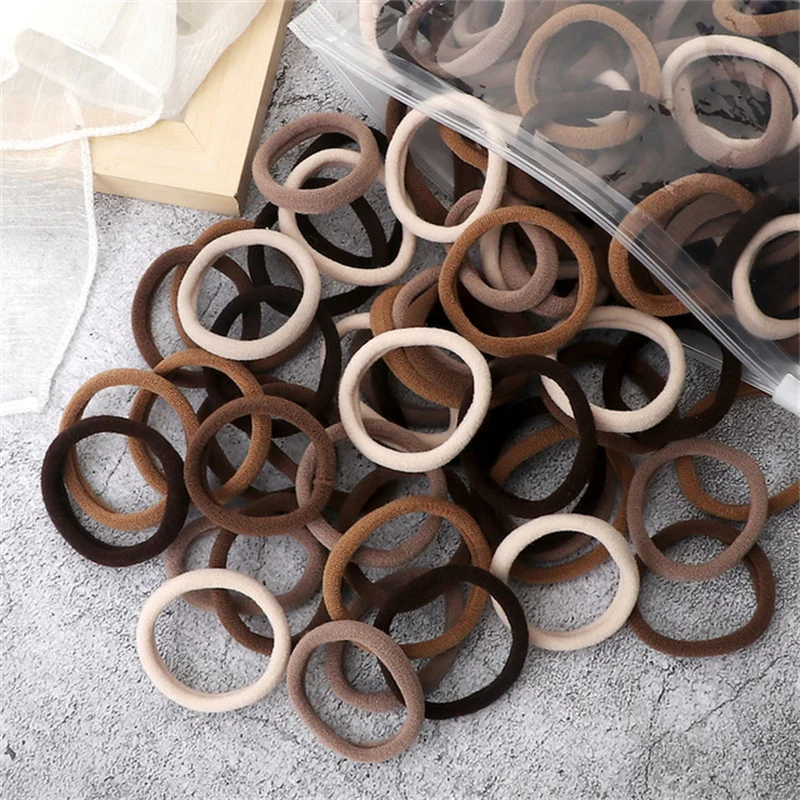 50 teile/satz Verpackung Frauen Mädchen Haar Bands Einfache Feste Farben Elastische Stirnband Haar Seile Krawatten Haar Zubehör Pferdeschwanz Halter