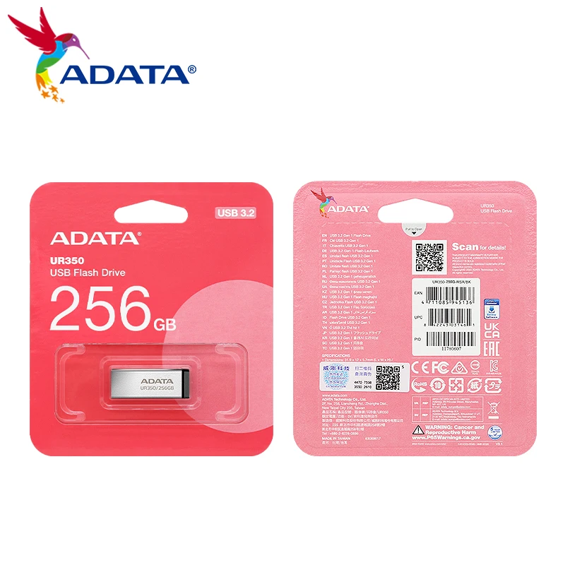 ADATA Chiavetta USB USB3.2 UR350 Chiavetta di memoria flash 32 GB 64 GB 128 GB 256 GB Bus seriale universale UDisk per laptop desktop