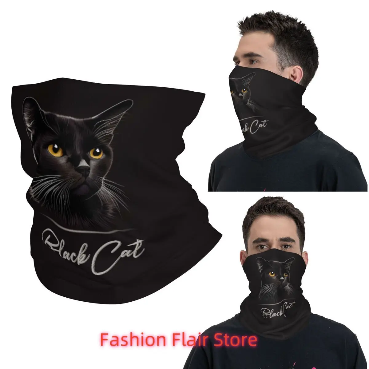 

Черный кот Порра Бандана на шею с принтом Маска Шарф Теплый головной убор унисекс для взрослых