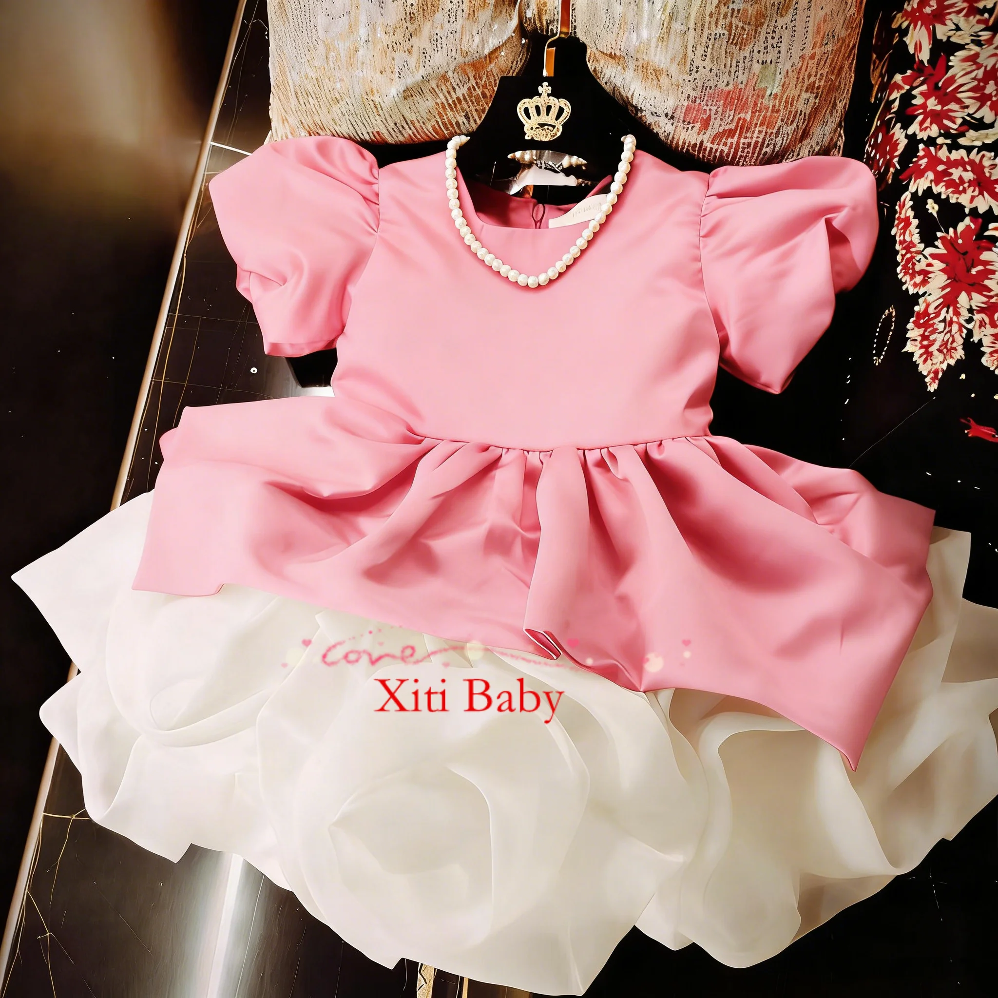 

Luxurious Birthday Party Dress For Girls Satin Elegant Evening Dresses For Teenage Girls Party Frock For Wedding Kids Customized