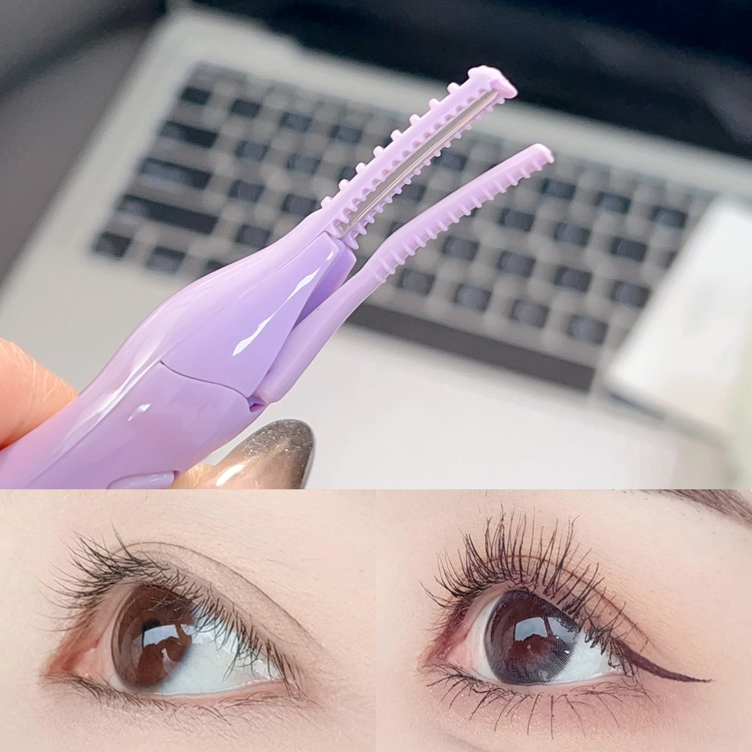 Elektryczna, podgrzewana, przenośna zalotka do rzęs, ładowana przez USB, szybkie i trwałe podkręcanie rzęs, grzebień i klips 2w1, do makijażu.