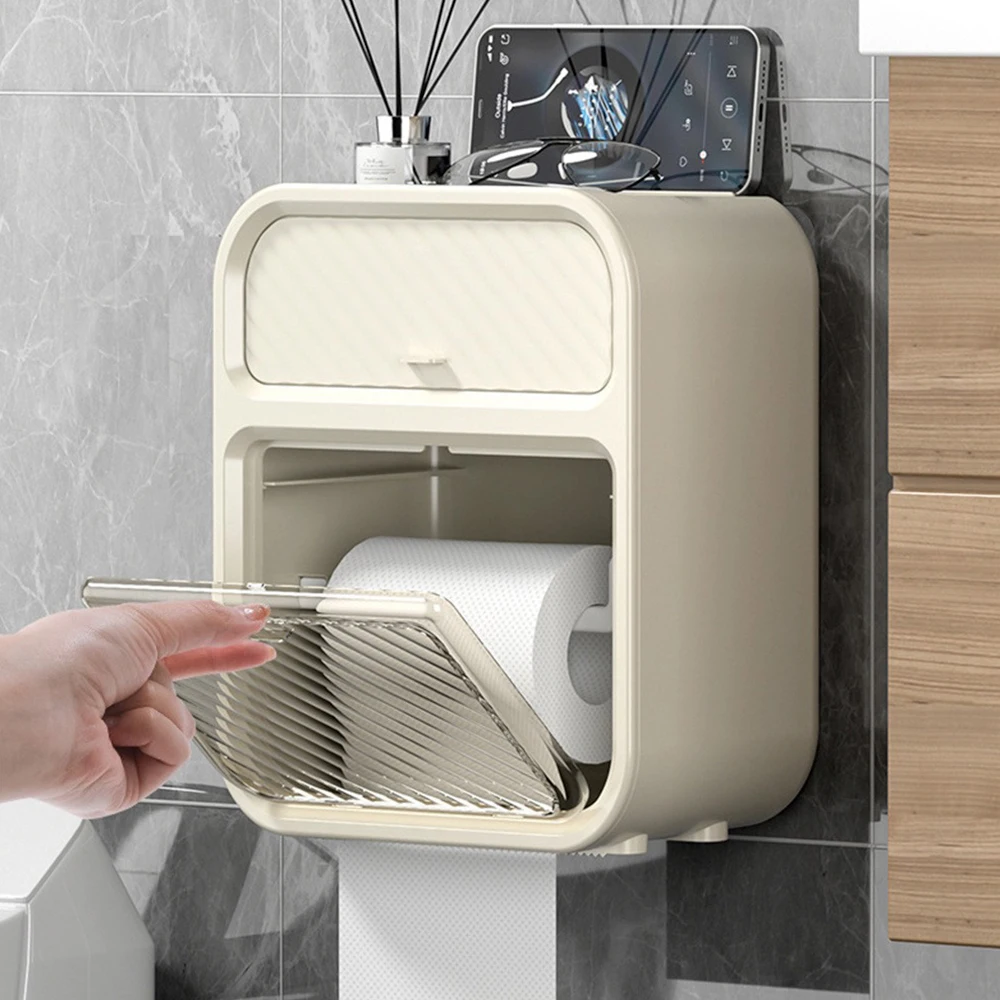 Wall-mounted Toilet Tissue Box Household Simple Super Load-bearing Highlight Guardrail Bathroom Supplies Tissue Box Creative