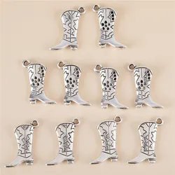 Fashion 10pcs Tibetan Silver Color Cowboy Hat Boots Shoes Charms Pendant  Antique Jewelry DIY Handmade Craft Pendant Accessories