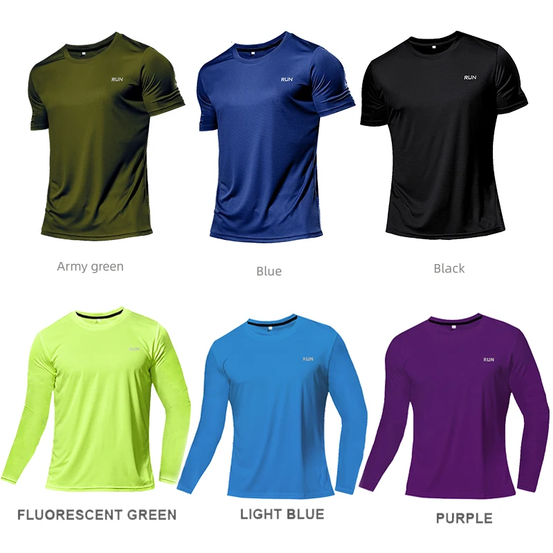 Long and Short-Sleeved T-Shirt Fitness Sports Tops Morning Running Ice Silk Quick Dry Outdoor Mountaineering Gym Clothing Men