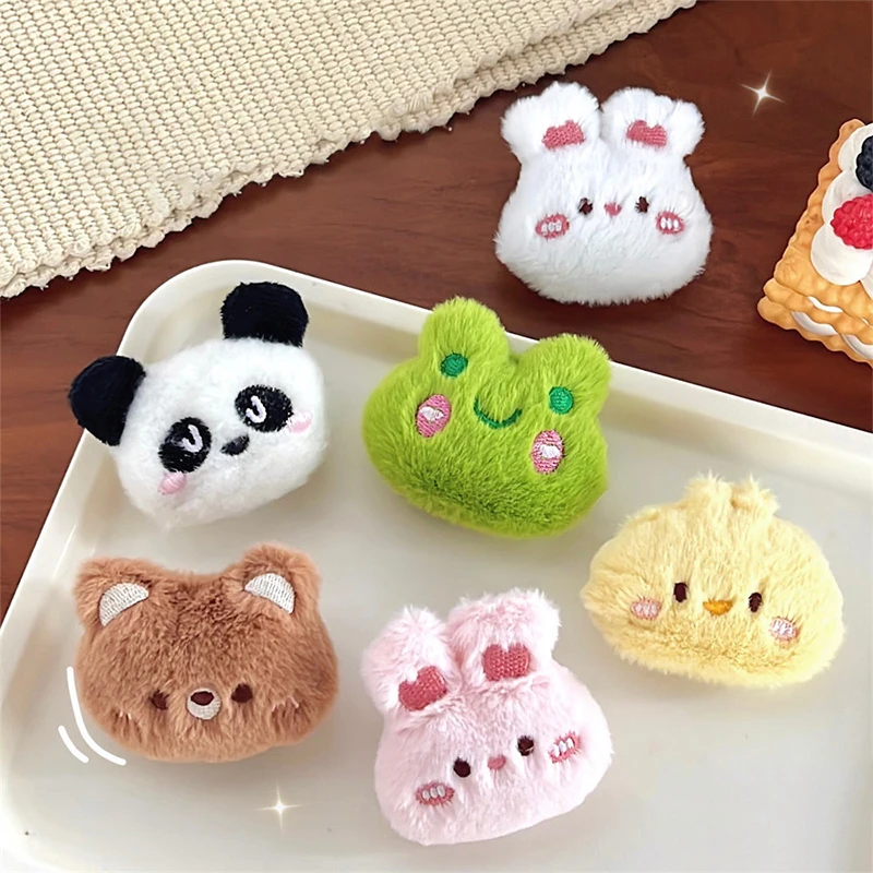 Cute Cartoon Animal Brooches Frog Bear Rabbit Panda Chick Plush Doll Personality Bag Lapel Pin Clothes Decorative Accessories