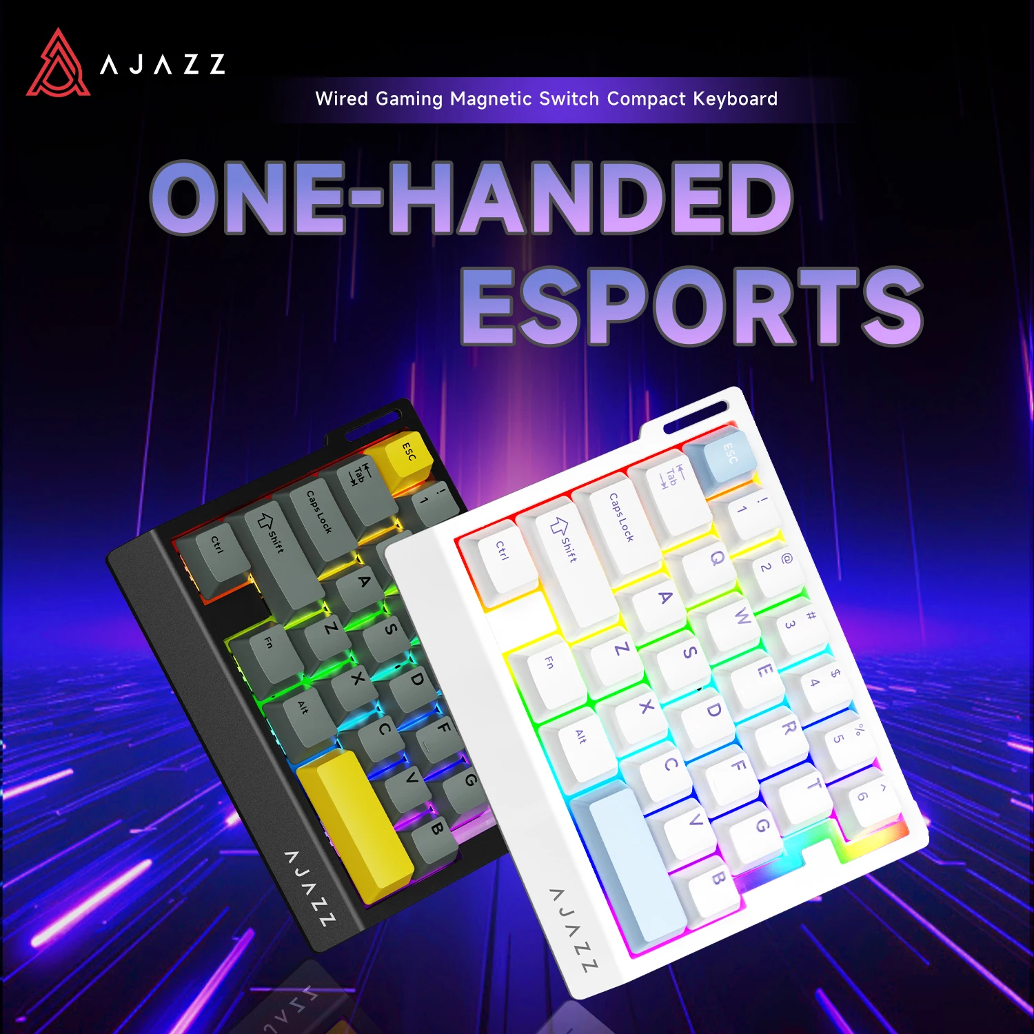 AJAZZ AK029 Kabelgebundene Professionelle Gaming-Tastatur, 29-Tasten-Layout mit 20 RGB-Beleuchtungseffekten, Vollständig Hot-Swappable, Geflochtenes Kabel