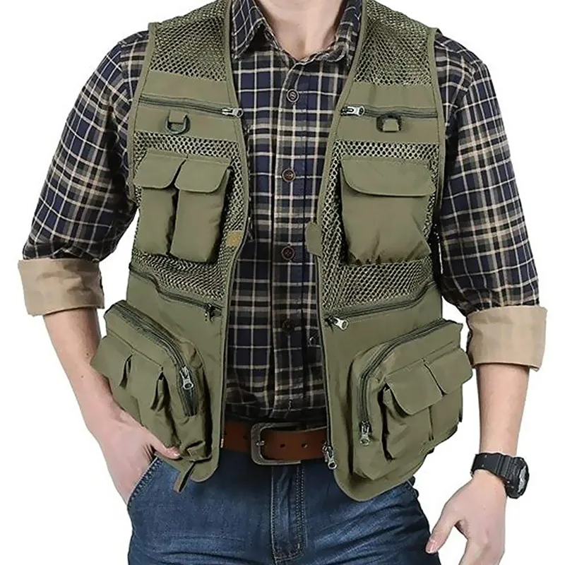 New Unloading Vest Men Military Tactical Webbed Gear Waistcoat Summer Photographer Tool Multi-Pocket Mesh Work Sleeveless Jacket