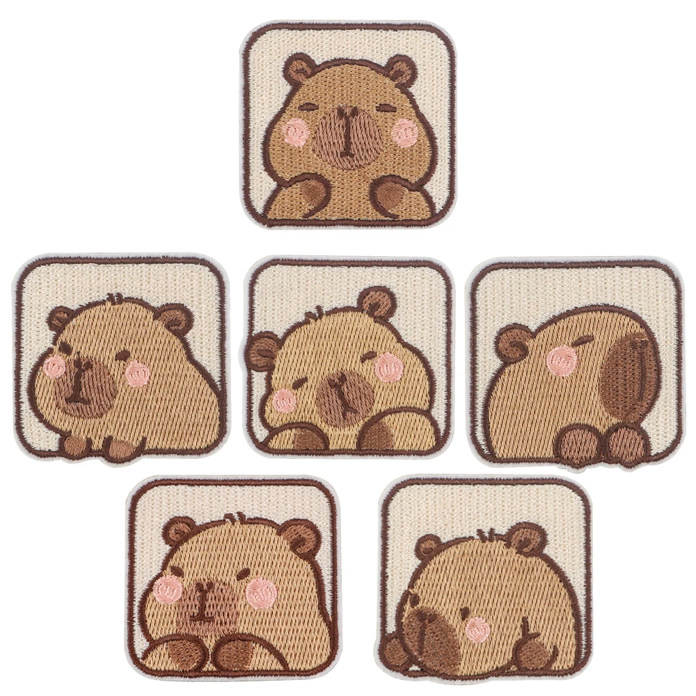 1 Set Cartoon Cute Capybara DIY Patches On Clothes Embroidered Patch Iron On Patches For Clothing Kids Stickers Badge Decoration