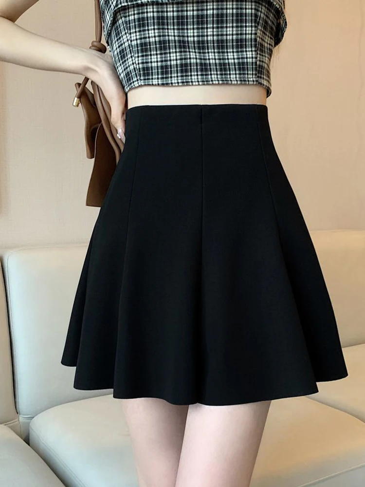 Jmprs Casual Sweet A Line Skirts Women High Waist Korean Fashion Sexy Mini Skirt Female Chic Preppy Style Elegant Pleated Skirts