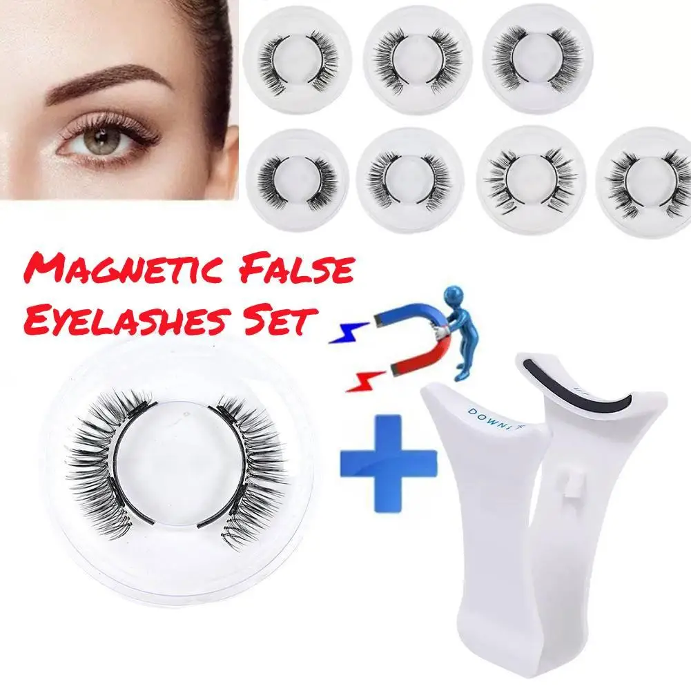 7style Magnetic Eyelashes Handmade 3D Natural Magnetic False Eyelashes Reusable Magnetic Eyelashes Tweezers Set Dropshipping