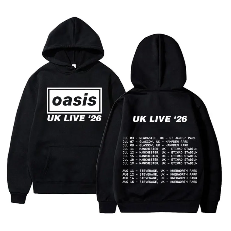 

Худи British Rock O-Oasis Live 26 Tour 2026, модная толстовка унисекс в стиле хип-хоп, флисовая хлопковая толстовка оверсайз, уличная одежда
