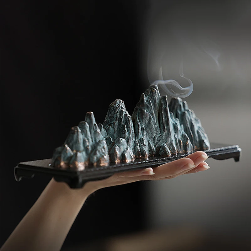 Alloy Rockery High End Creative Decorations Coil Stick Incense Burner Incense Stove Base Home Office Micro Landscape Decoration