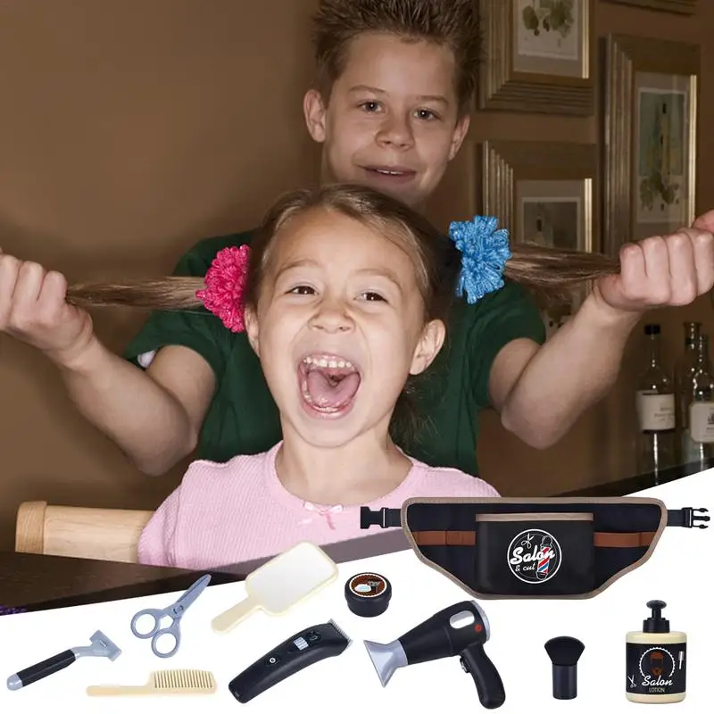 Juego de peluquería para niños, juguetes de peluquería para niños, secador de pelo, corte de pelo, conjunto de peluquería de belleza para niñas, juguete divertido de Navidad