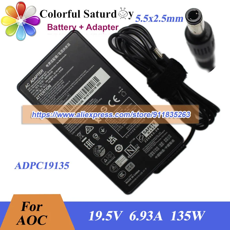 

Оригинальный адаптер переменного тока ADPC19135 для AOC, 19,5 В, 6,93 А, 135 Вт, адаптер питания, 5,5x2,5 мм, 7,4x5,0 мм, зарядное устройство для ноутбука