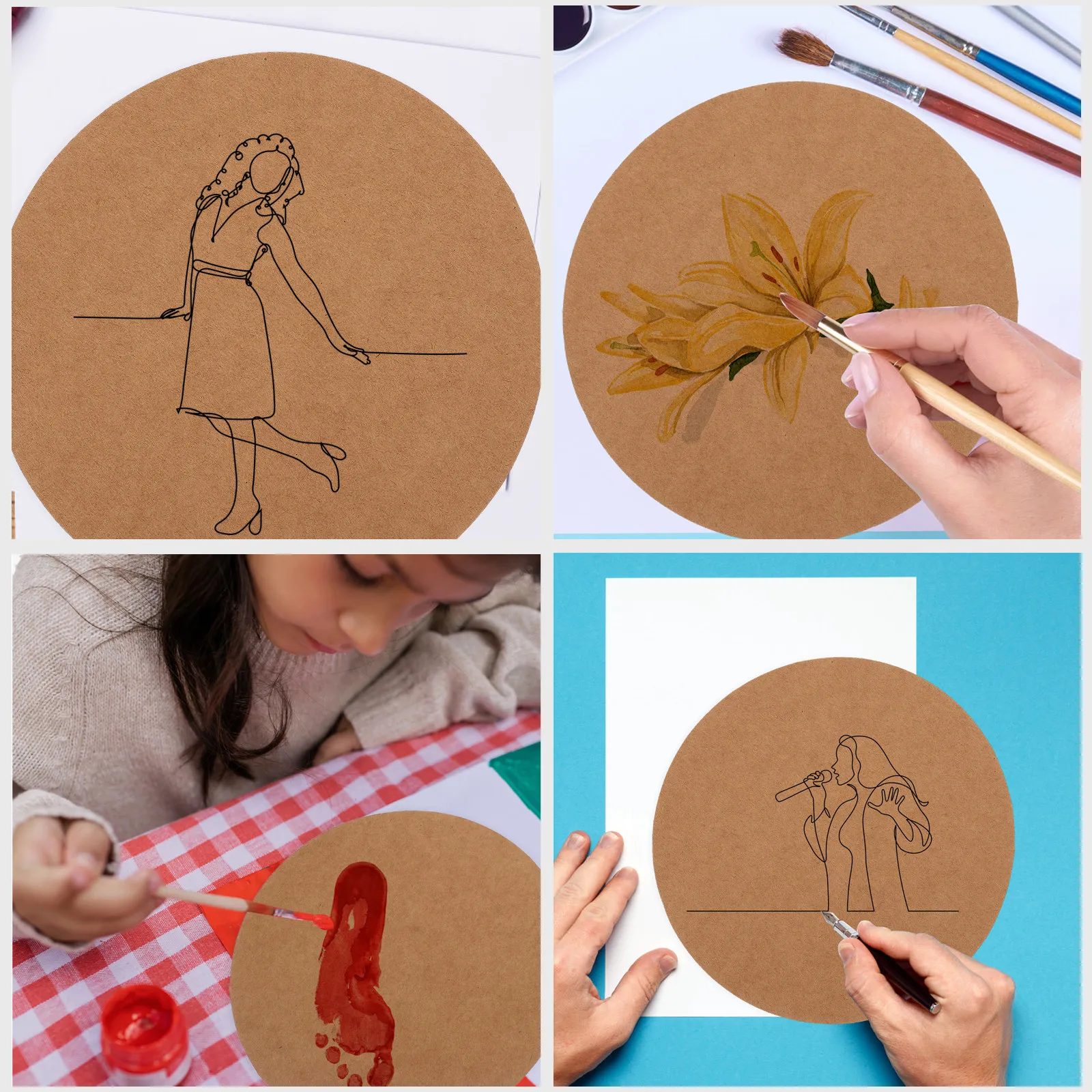 40Sheets Round Drawing Cardboard Premium Thick Craft Paper for Art Class DIY Decorations Finger Painting Calligraphy