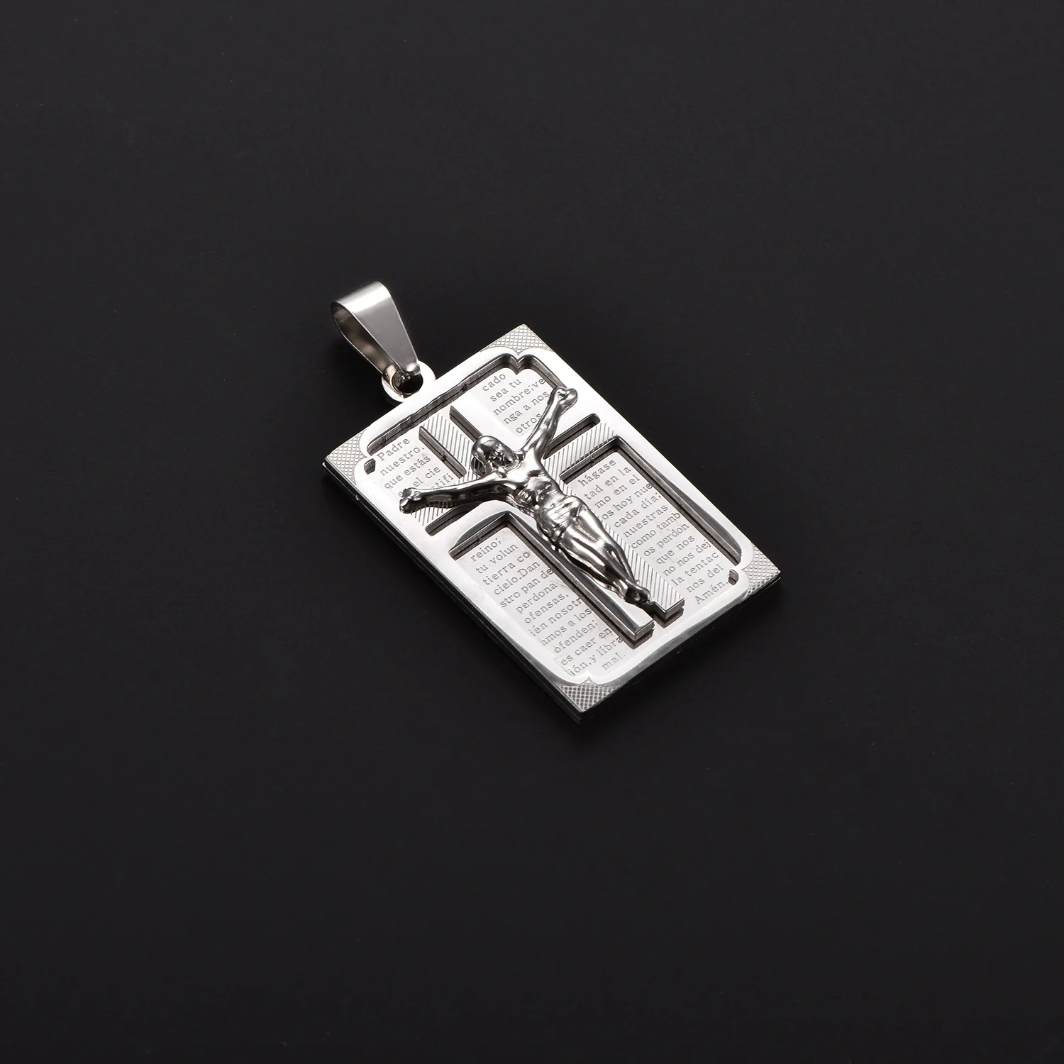 Jesus-Anhänger, Vintage-Kruzifix, katholischer Anhänger für Herren, Edelstahl, religiöses Symbol, hochwertiger Schmuck für Männer und Frauen. – Detail 6