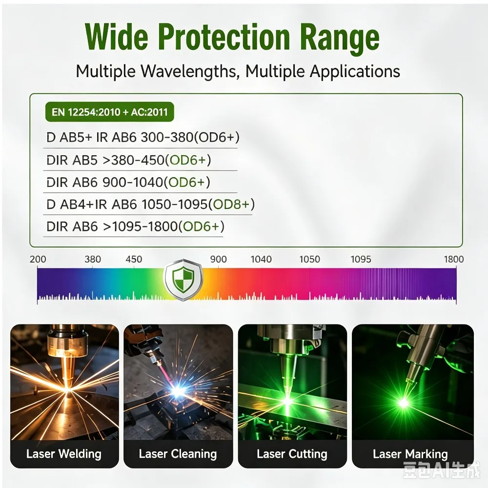 Auto Darkening Laser Protective Helmet OD8 300-450&900-1800nm Protection CE/EN12254 Automatic Dimming Clear Vision Safety Mask