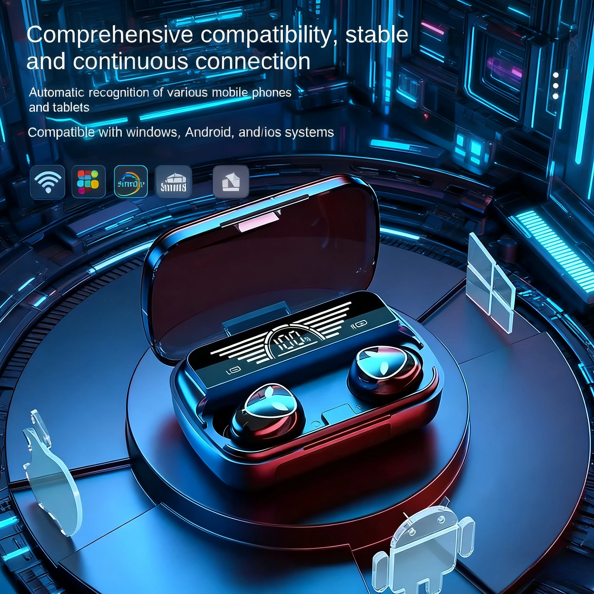 TWS Earbuds TWS Earphone Intelligente Touch Control Wireless Bluetooth-compatible Headphones Waterproof LED Display With Mic