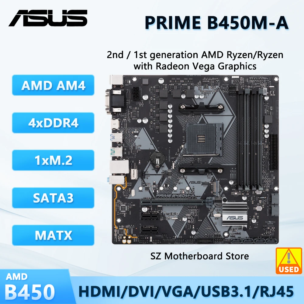 B450 Motherboard AM4 PRIME B450M-A CPU Support Ryzen 5 5600 5500 7 5700X 5700G R9 5900X Memoria RAM DDR4 M.2 HDMI MATX Placa Mãe