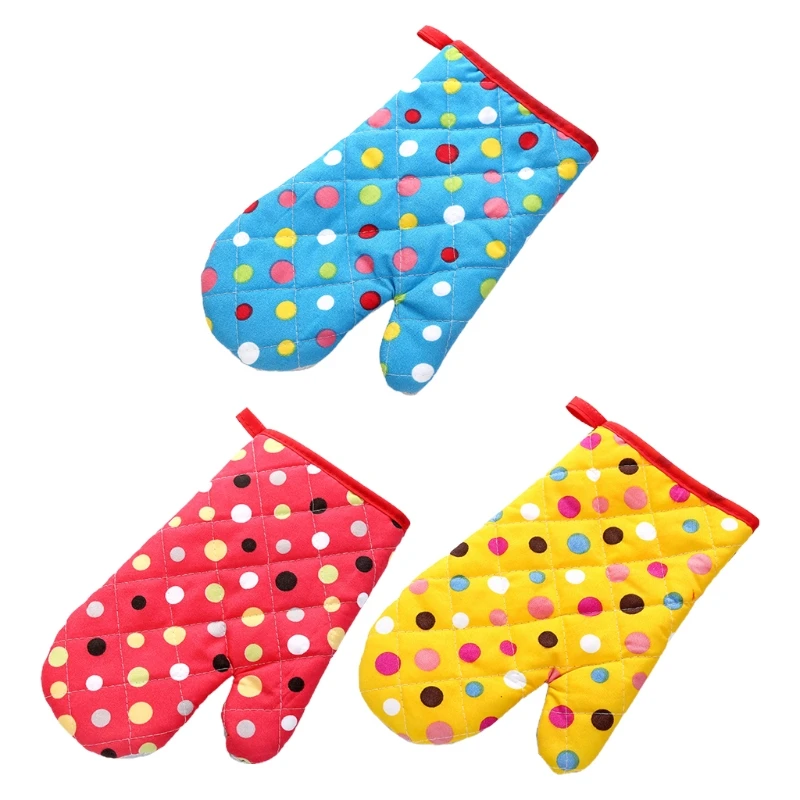 

Padded Lining Protective Glove Oven BBQ Polka Dot Mitts Kitchen Cooking Tools Dropship