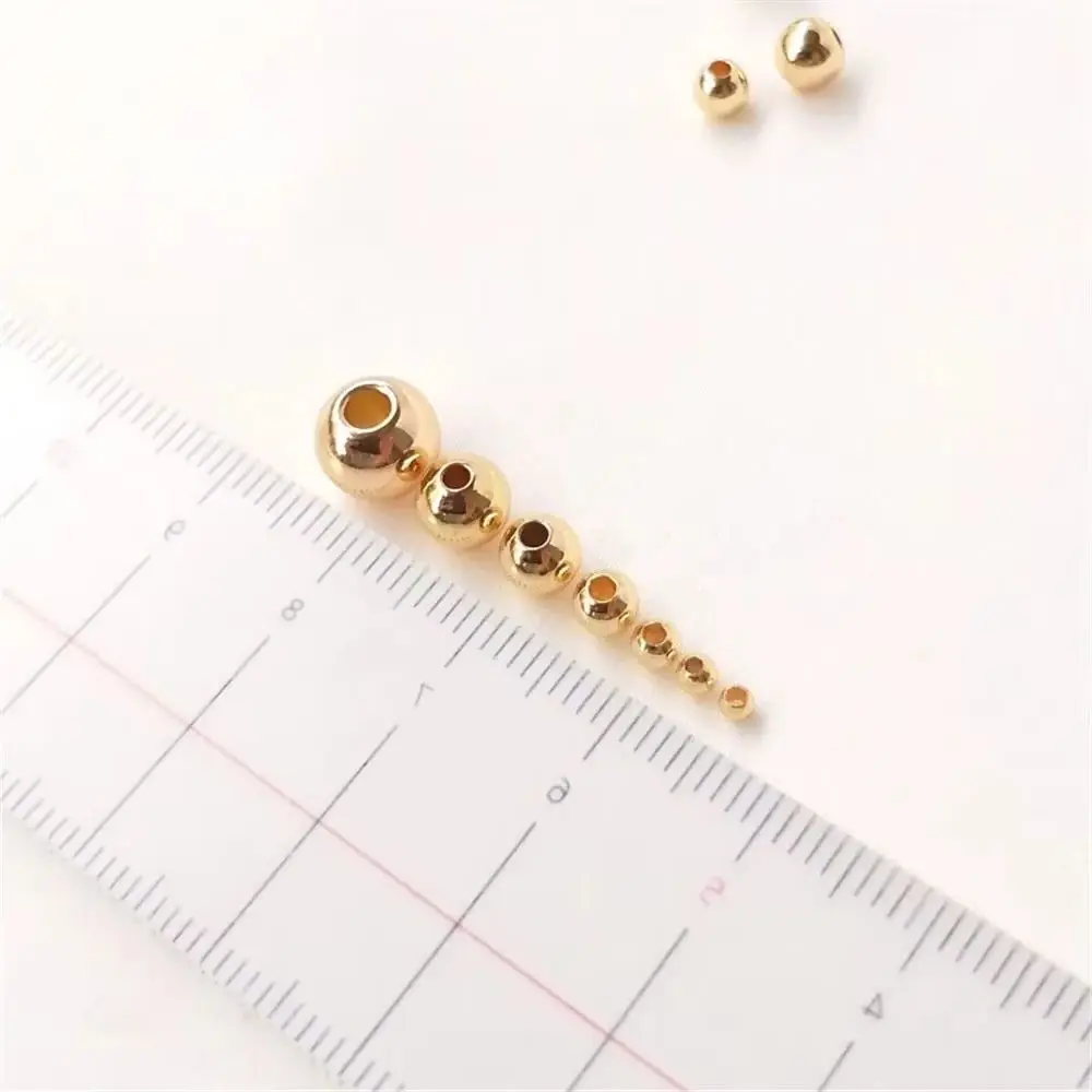 

14K Gold Plated light surface round beads bracelet separator beads DIY handmade beads accessories jewelry materials