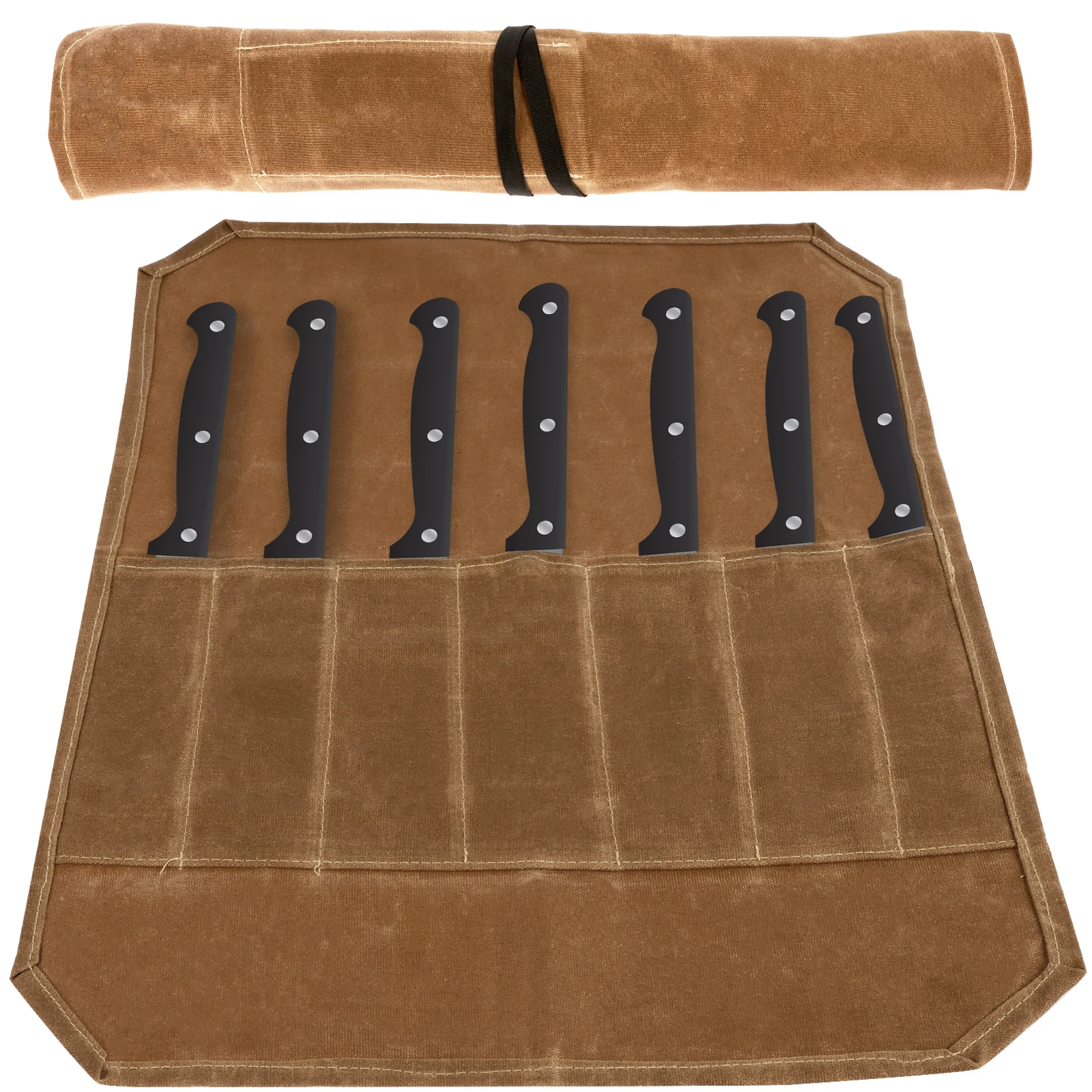 

Cutter Roll Bag Portable Cutter Storage Pouch with 7 Pockets Waterproof Waxed Canvas Heavy-Duty Cutter Bag Multi-Purpose Cutter