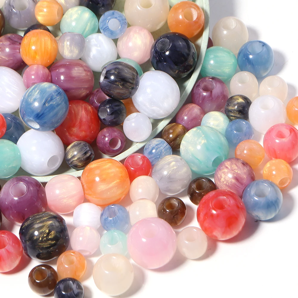 5-20 Stück/Set Gemischte Farben Großloch-Harzperlen mit Wolken-Effekt, lose Abstandhalterperlen für DIY Armbänder, Halsketten und Schmuckherstellung – Detail 6