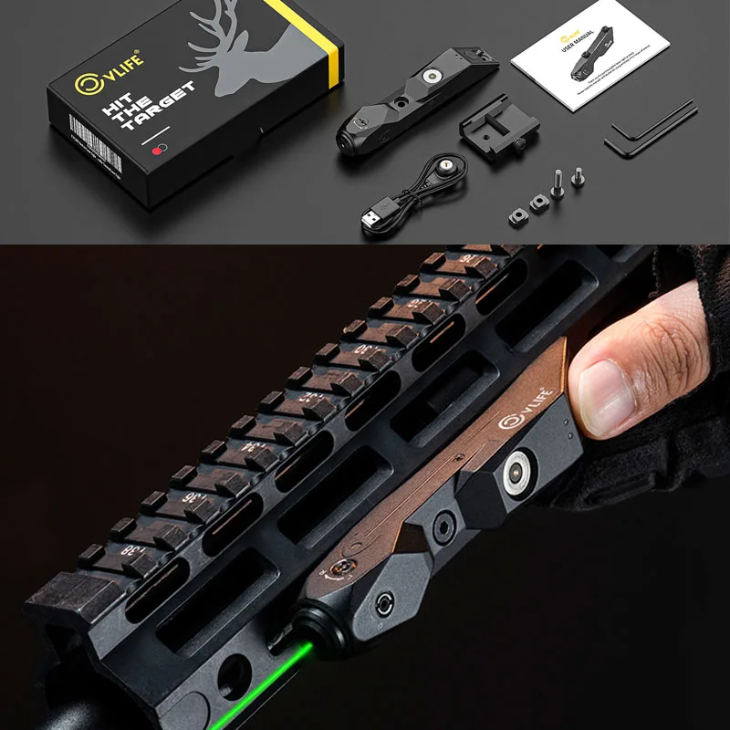 

Single Laser Green Light Compatible M Lok Picatinny Rail Tactical Magnetic Rechargeable Aircraft Grade Aluminium
