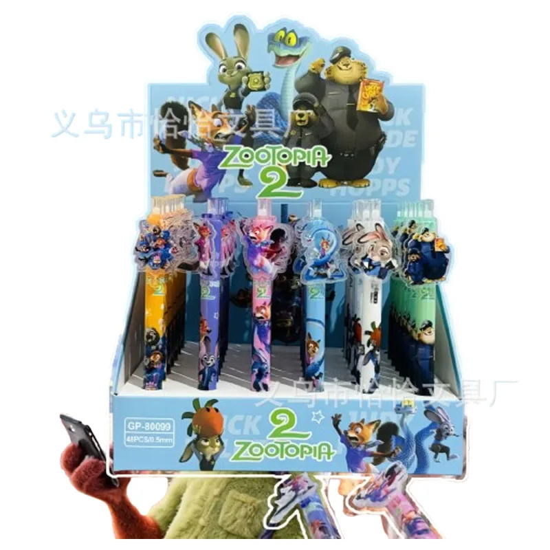 

6PCS for Zootopia Press Gel Pen, Cute Patch Pen Clip, ST Refills, Student Learning and Writing Supplies