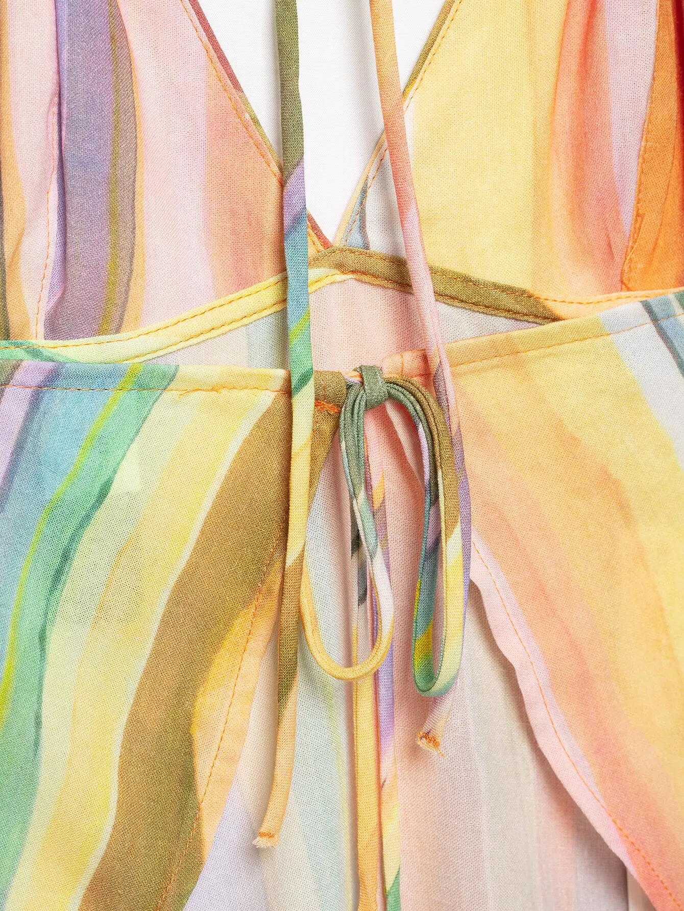 TFMLN Damen Schicker Bunter Gestreifter Hosenanzug mit Schnürung und Neckholder-Oberteil, Lässige Gerade Hose, Sommer 2026 Trendiges Set – Detail 9