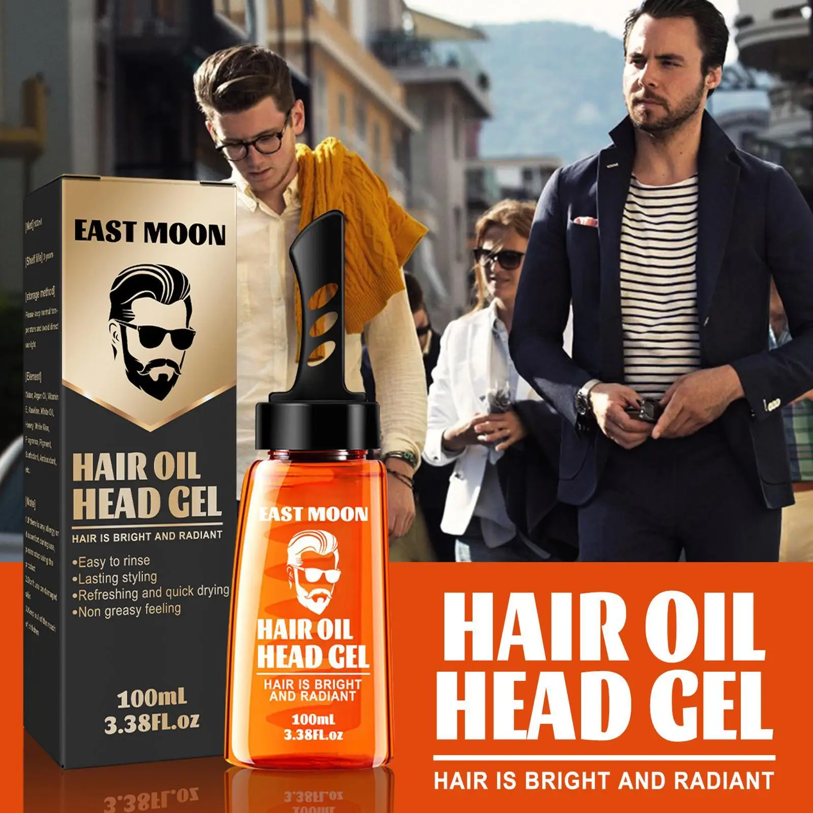 100 مللي جل شمع للشعر للرجال مع مشط عقد يدوم طويلا جل للشعر سريع التجفيف رقيق دهان للشعر شمع زيت جل تصفيف الشعر ل A0e2