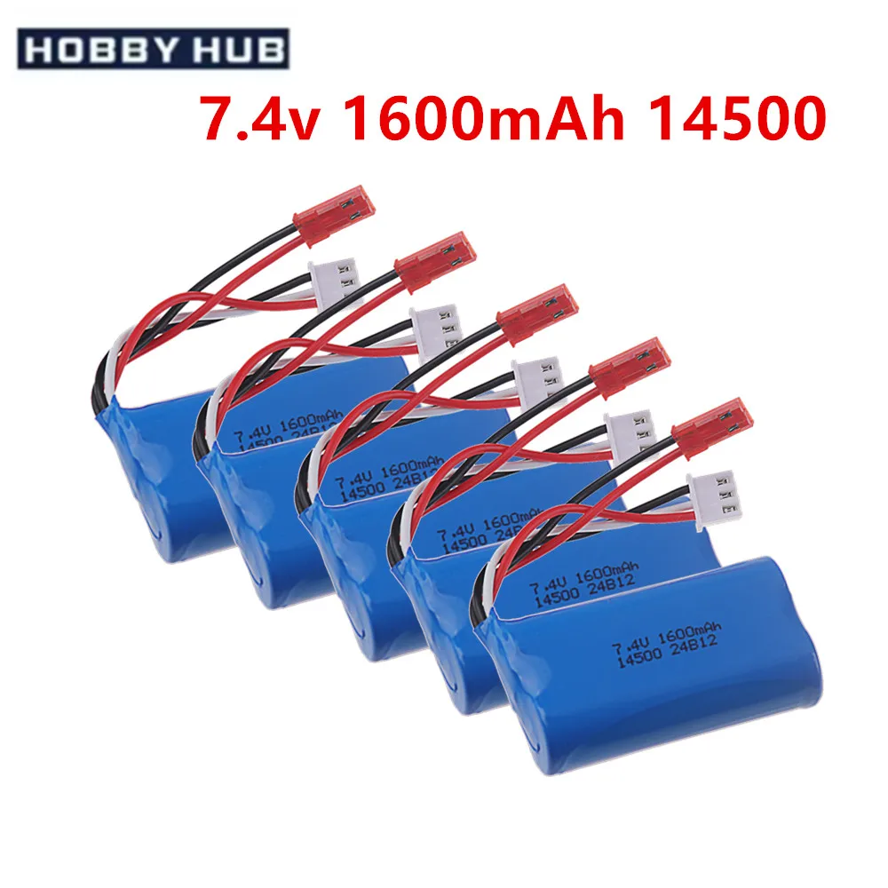 7.4V Battery For Wltoys WL917 RC Boat Accessories 14500 7.4v 1600mah Li-ion Battery Jst Plug for Vehicles RC toys Parts