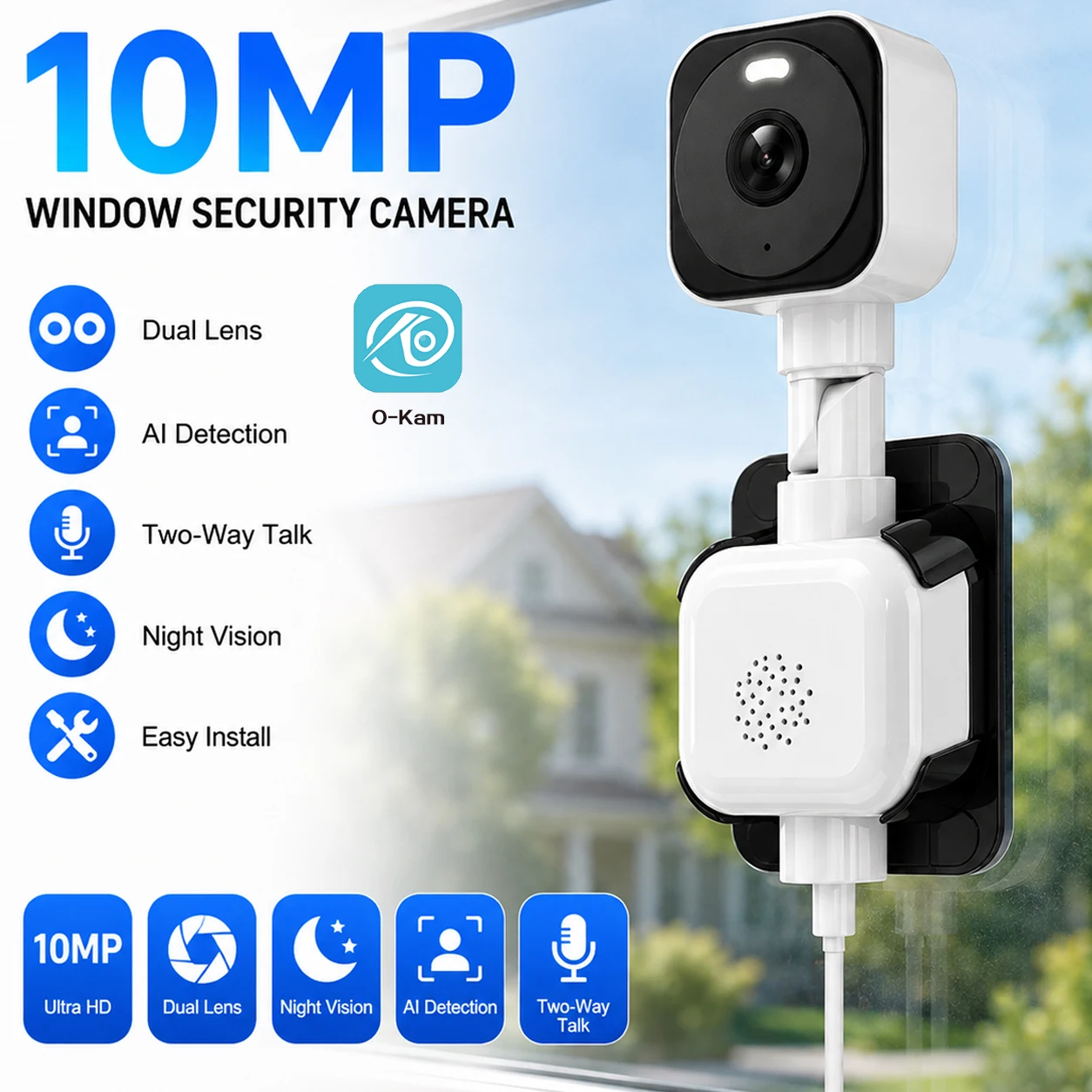 Indoor Outdoor 5MP Dual-lens Window Security Camera 5G WiFi Monitor with Human Detection for Home CCTV Video Surveillance Use