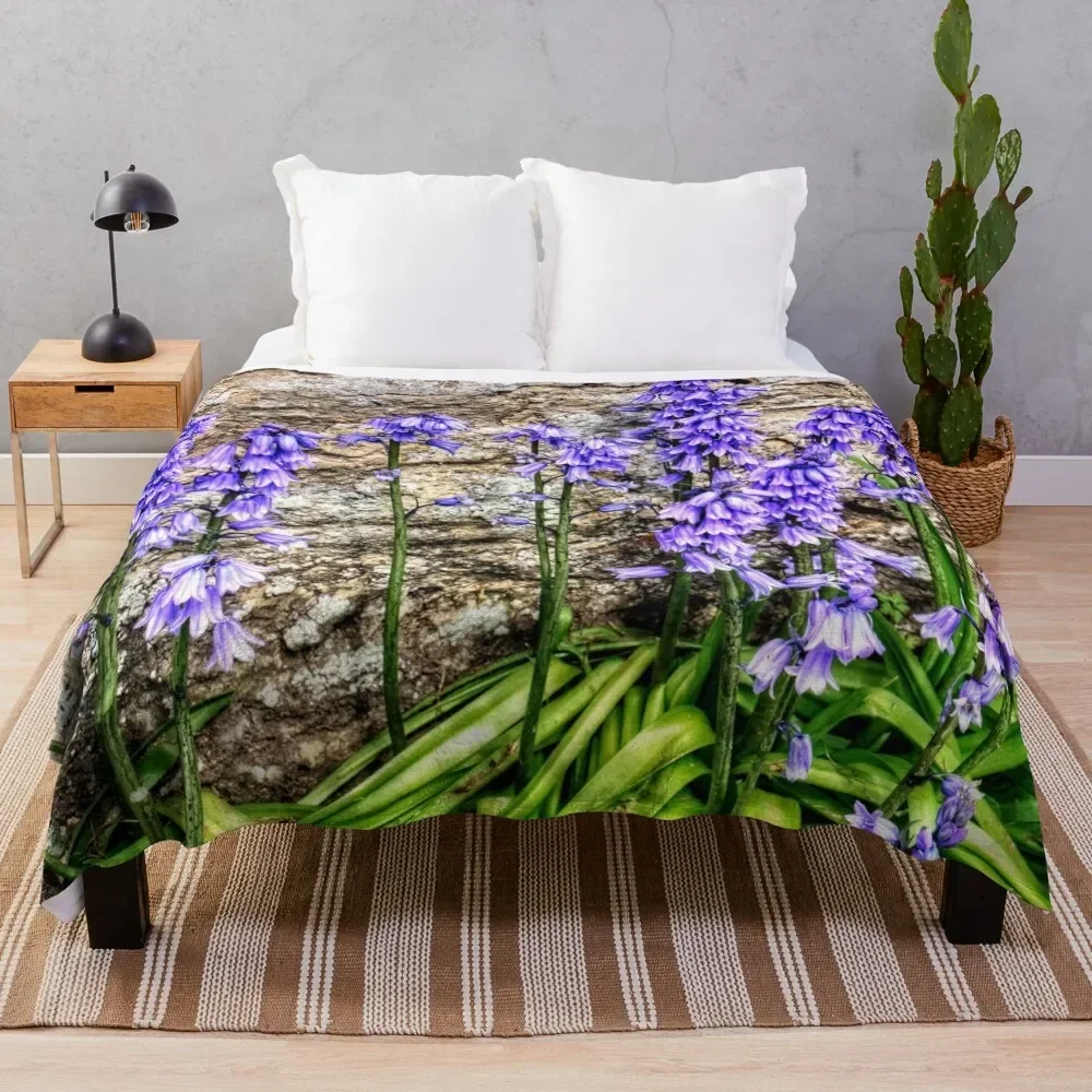 Spanish Bluebells Throw Blanket Soft Big Bed linens Blankets