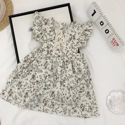 2023 New Summer Girls' Dress Baby Cute Flower Pleated Sleeveless Party Princess Dress Children's Toddler Kids Girls Clothing