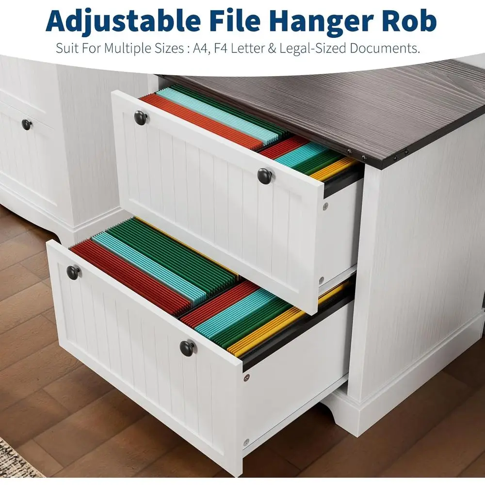 Rustic Wooden 2-Drawer Lateral File Cabinet for A4, Letter, and Legal Documents, Suitable for Home and Office Storage