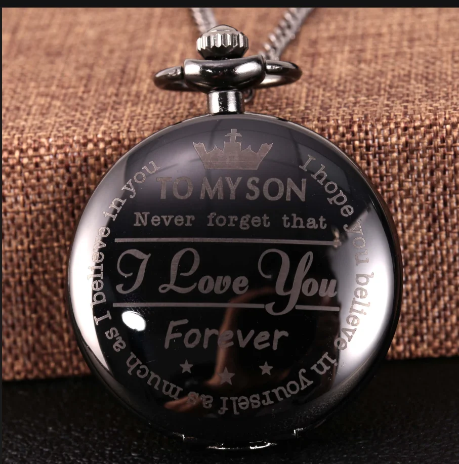 

Black glossy English letters to send holiday gifts large pocket watch